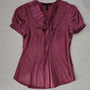 BCBGMaxAzria V-Neck Puff Sleeve Blouse - Pink - Size XS
